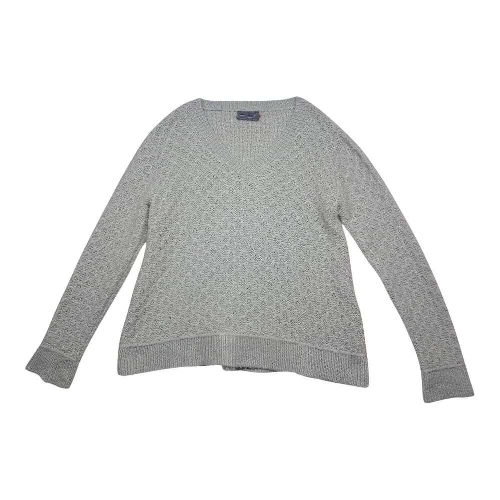 Wooden Ships Sweater Womens Small/Medium Gray Mohair Wool‎ V Neck Classic Cozy